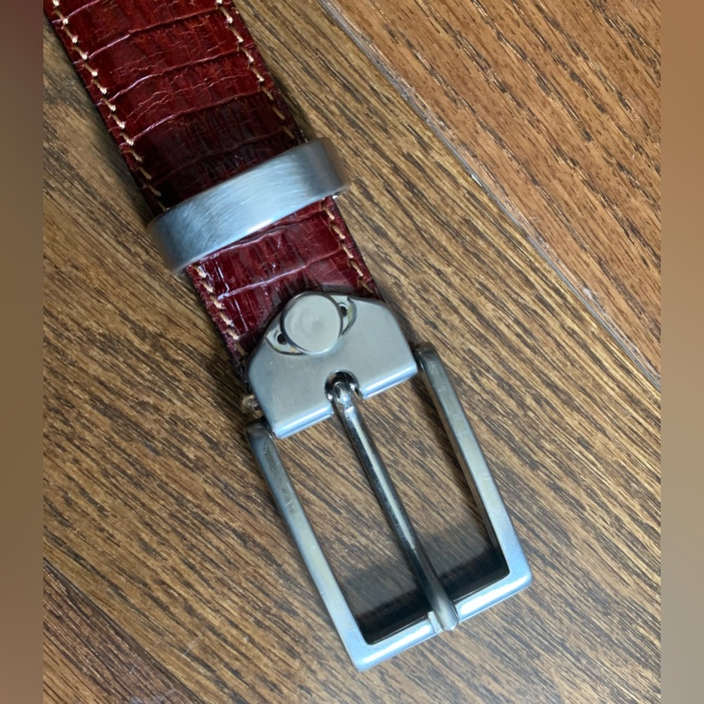 Via Veneto Leather Belt with Silver Buckle